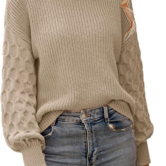 Women's Fall 2025 Pullover Sweater Casual Long Sleeve Loose Chunky Knit Tops Blo - Picture 1 of 8